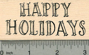 Happy Holidays Rubber Stamp