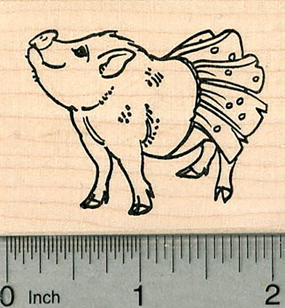 Pig in Tutu Rubber Stamp