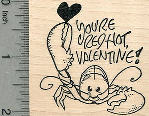Valentines Day Lobster Rubber Stamp, You're Red Hot