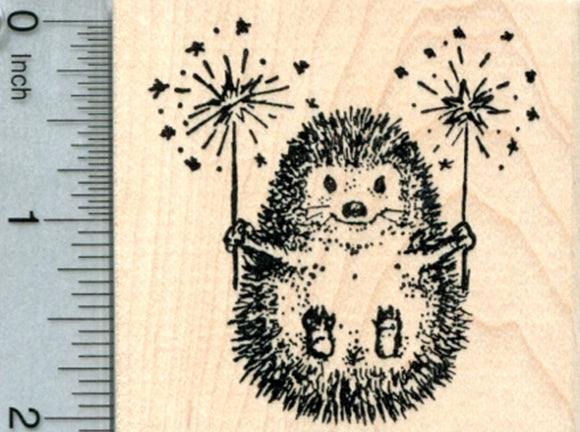 4th of July Hedgehog Rubber Stamp, Fireworks, Guy Fawkes, Diwali