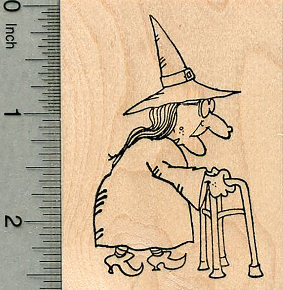 Halloween Witch Rubber Stamp, Wise Old Crone
