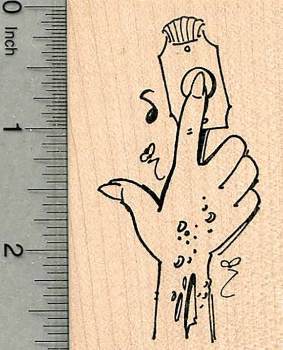 Halloween Zombie Rubber Stamp, Trick or Treat Hand