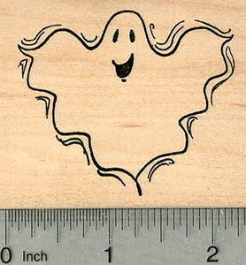 Halloween Ghost Rubber Stamp, Happy Spirit