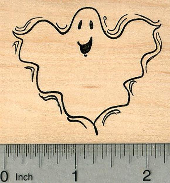 Halloween Ghost Rubber Stamp, Happy Spirit