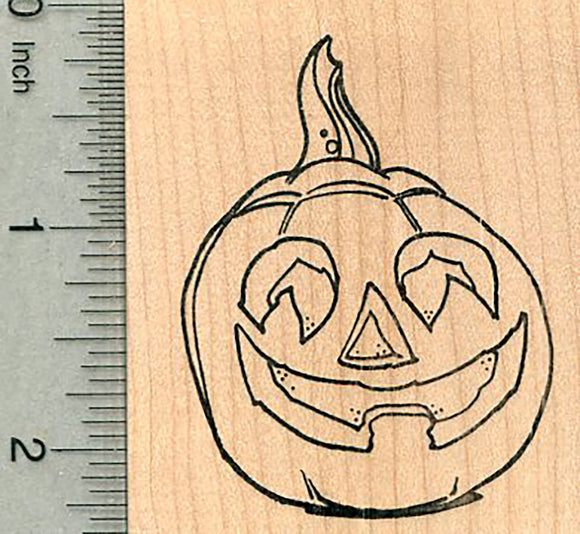 Halloween Pumpkin Rubber Stamp, Jack O Lantern