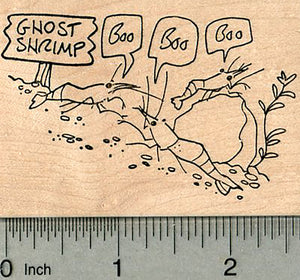 Halloween Ghost Shrimp Rubber Stamp, Boo