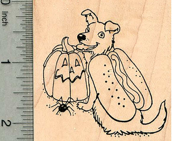 Halloween Hot Dog Rubber Stamp, Wiener Costume