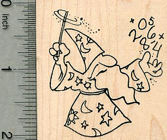 Math Wizard Rubber Stamp, Magician