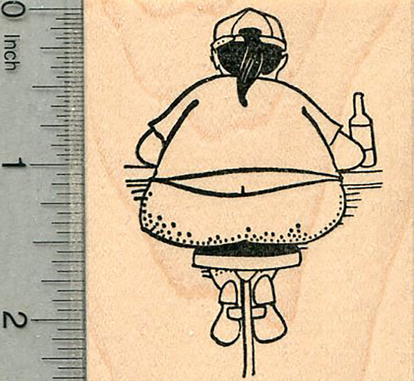 Woman at Tavern Rubber Stamp, on Bar Stool, Ale House Series