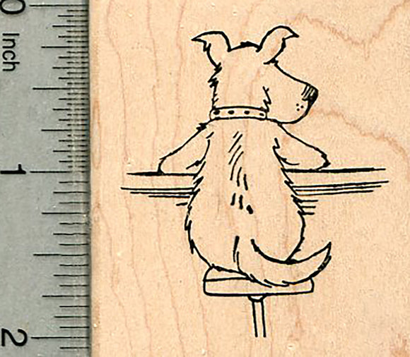 Dog at Tavern Rubber Stamp, on Bar Stool, Ale House Series