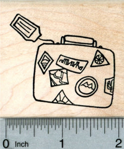 Traveler's Luggage Rubber Stamp, with Tag