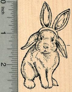 Easter Rabbit Rubber Stamp, Bunny Wearing Ears
