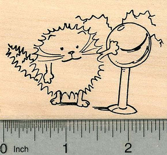 Static Cat Rubber Stamp, with Tesla Ball, Science Series