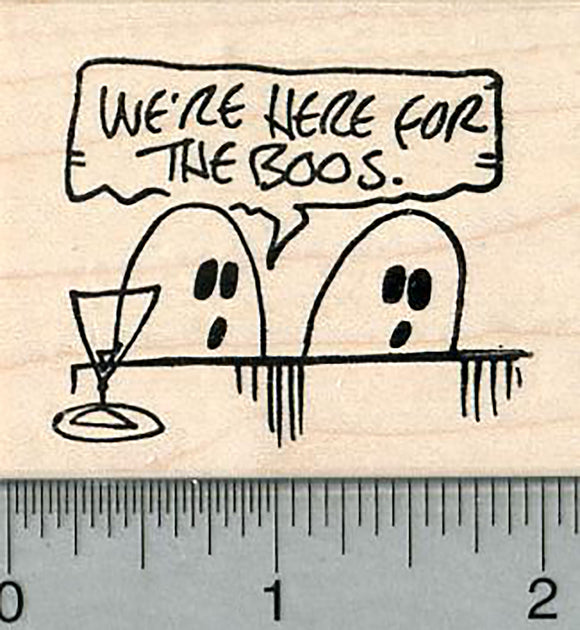 Halloween Ghost Rubber Stamp, Here for the Boos