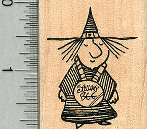 Witch Rubber Stamp, with Spelling Bee Medal