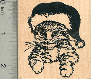 Santa Cat Rubber Stamp, Christmas Series