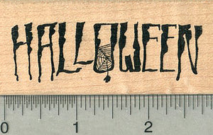 Halloween Rubber Stamp, with Spider Web