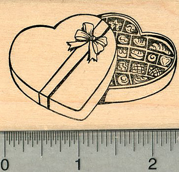 Valentine's Day Rubber Stamp, Heart Shaped Box of Chocolates