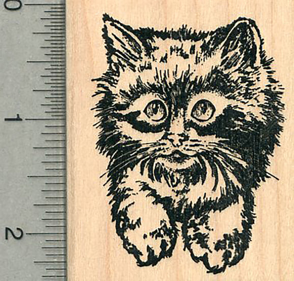 Longhaired Cat Rubber Stamp, Kitten