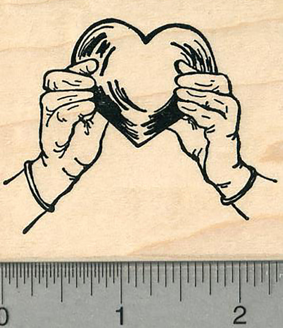 Heart and Hands Rubber Stamp, Healthcare Heroes Series