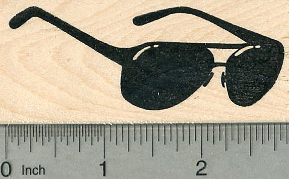 Aviator Sunglasses Rubber Stamp, Side View, 2 7/8