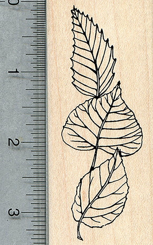 Autumn Leaf Rubber Stamp, Trio of Leaves