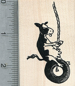 Summer Cow Rubber Stamp, Enjoying Tire Swing