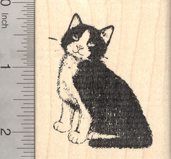 Tuxedo Cat Rubber Stamp, Black And White, Bib And Mitts
