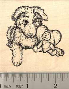 Australian Shepherd Puppy Rubber Stamp