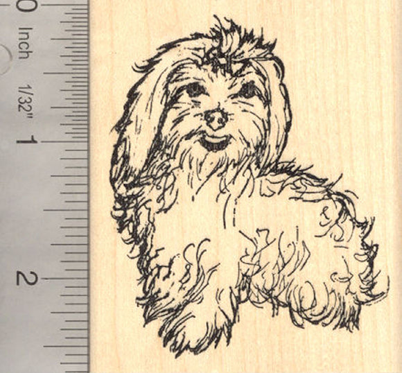 Maltese Dog (Scarlet Rose) Rubber Stamp