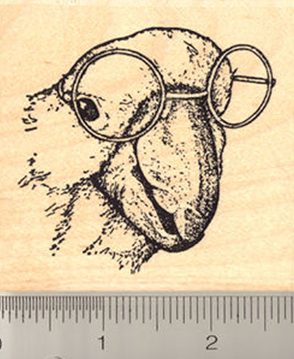 Umbrella Cockatoo Rubber Stamp, Bird in Glasses