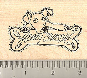 Merry Christmas Dog Rubber Stamp