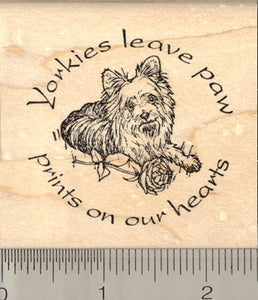 Yorkshire Terrier Rubber Stamp, Yorkies leave paw prints, Yorkie Dog