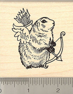 Groundhog Cupid Valentine Rubber Stamp