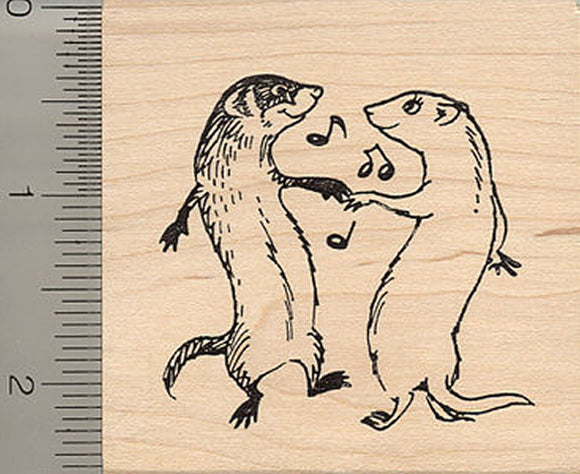 Dancing Ferrets Rubber Stamp