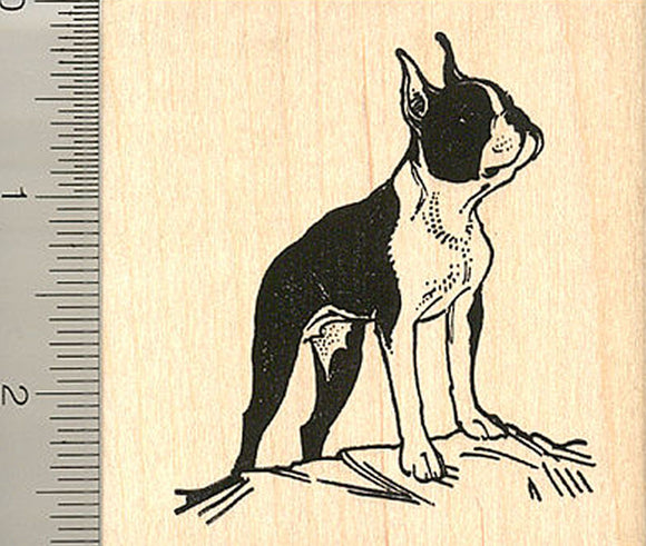 Large Boston Terrier Rubber Stamp