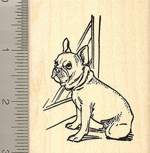 French Bulldog At Window Rubber Stamp