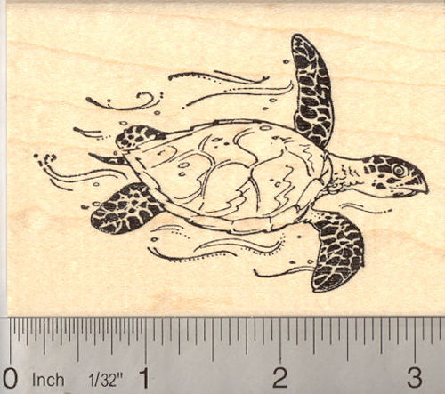 Hawksbill Sea Turtle Rubber Stamp