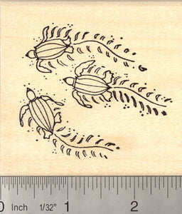 Leatherback Sea Turtle Hatchlings on beach Rubber Stamp
