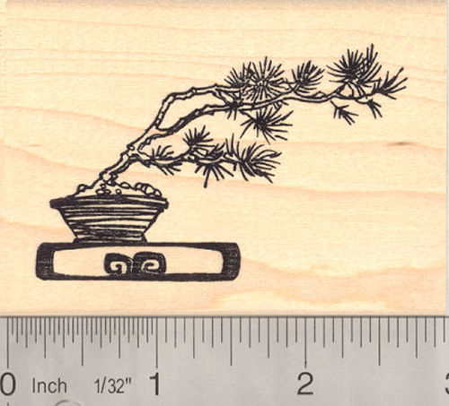 Windswept Bonsai Tree Rubber Stamp