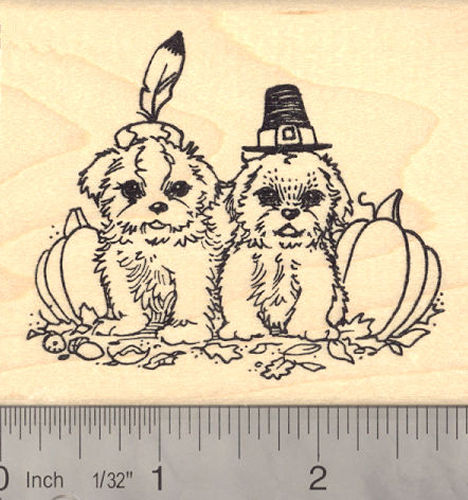 Shih Tzu Puppy dog Thanksgiving Rubber Stamp