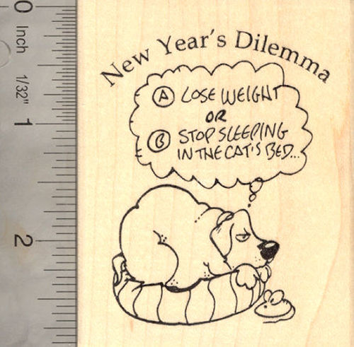 New Year's Dog Rubber Stamp, Resolution