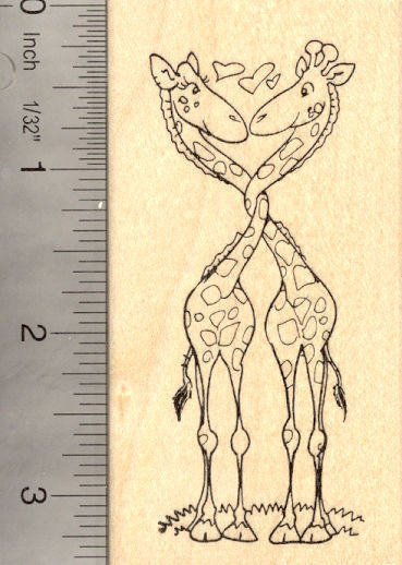 Giraffe Valentine Rubber Stamp