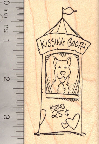 Dog Kissing Booth Rubber Stamp, Boxer, Great Dane, Pitbull