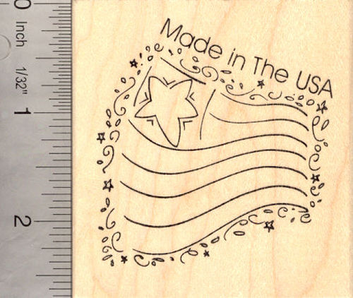 Made in the USA Flag Rubber Stamp, American