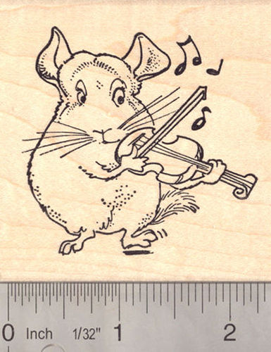 Chinchilla Playing an Irish Jig on the Violin Musical Rubber Stamp