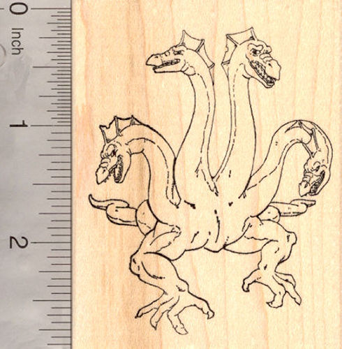 Hydra of Lerna Rubber Stamp, from Greek Mythology, Heracles foe in the Twelve Labours and guard of the underworld