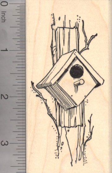 Birdhouse, Nestbox Rubber Stamp, Bird House or Nest