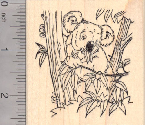 Koala Bear Eating Bamboo Rubber Stamp
