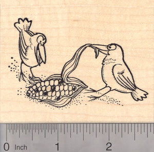 Crows Eating Ear of Corn Rubber Stamp, Thanksgiving, Fall Stamp